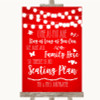 Red Watercolour Lights All Family No Seating Plan Personalised Wedding Sign
