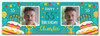 Personalised Party Banner For 55th Birthday With Photo Male Turquoise Cake