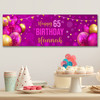 Personalised Party Banner For 65th Birthday Female Pink Gold Balloons