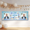 Personalised Party Banner For 65th Birthday With Photo Male Blue Balloon Gift