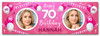 Personalised Party Banner For 70th Birthday With Photo Female Pink Balloons