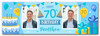 Personalised Party Banner For 70th Birthday With Photo Male Blue Cake Gift