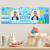 Personalised Party Banner For 75th Birthday With Photo Male Blue Cake Gift