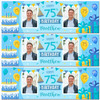 Personalised Party Banner For 75th Birthday With Photo Male Blue Cake Gift
