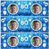 Personalised Party Banner For 80th Birthday With Photo Male Blue Balloons