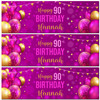 Personalised Party Banner For 90th Birthday Female Pink Gold Balloons