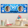 Personalised Party Banner For 90th Birthday With Photo Male Blue Balloons
