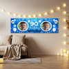 Personalised Party Banner For 90th Birthday With Photo Male Blue Balloons