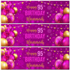 Personalised Party Banner For 95th Birthday Female Pink Gold Balloons