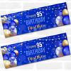 Personalised Party Banner For 95th Birthday Male Blue Gold Balloons
