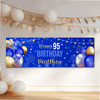 Personalised Party Banner For 95th Birthday Male Blue Gold Balloons