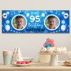 Personalised Party Banner For 95th Birthday With Photo Male Blue Balloons
