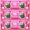 Personalised Party Banner For 16th Birthday With Photo Female Pink Balloons