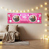 Personalised Party Banner For 16th Birthday With Photo Female Pink Balloons