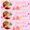 Personalised Party Banner For Birthday With Photo Female Pink Cake Balloons