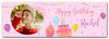 Personalised Party Banner For Birthday With Photo Female Pink Cake Balloons