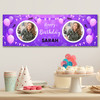 Personalised Party Banner For Birthday With Photo Female Purple Balloons Personalised Party Banner For Birthday With Photo Female Purple Balloons