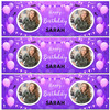 Personalised Party Banner For Birthday With Photo Female Purple Balloons Personalised Party Banner For Birthday With Photo Female Purple Balloons