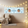 Personalised Party Banner For Birthday With Photo Nautical Sea Blue