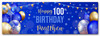 Personalised Party Banner For 100th Birthday Male Blue Gold Balloons