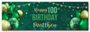 Personalised Party Banner For 100th Birthday Male Green Gold Balloons