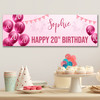 Personalised Party Banner For 20th Birthday Female Pink Balloon Star