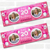 Personalised Party Banner For 20th Birthday With Photo Female Pink Balloons
