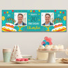 Personalised Party Banner For 20th Birthday With Photo Male Turquoise Cake