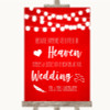 Red Watercolour Lights Heaven Loved Ones Personalised Wedding Sign