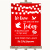 Red Watercolour Lights Loved Ones In Heaven Personalised Wedding Sign