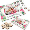 FREE WITH ORDERS OVER £30! - Pink Floral Birthday Gift For Grandma Photo Personalised Wooden Jigsaw Puzzle