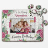 FREE WITH ORDERS OVER £30! - Pink Floral Birthday Gift For Grandma Photo Personalised Wooden Jigsaw Puzzle