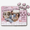 FREE WITH ORDERS OVER £30! - Emerald Wedding 55th Anniversary Gift Photo Heart Custom Wood Jigsaw Puzzle