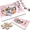 FREE WITH ORDERS OVER £30! - Linen Wedding 4th Anniversary Gift Photo Heart Personalised Wood Jigsaw Puzzle