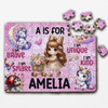 FREE WITH ORDERS OVER £30! - Any Initial Cute Light Brown Hair Gift Girls Personalised Wooden Jigsaw Puzzle