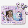 FREE WITH ORDERS OVER £30! - Kids Birthday Gift Girl Unicorn Letter U Photo Personalised Wooden Jigsaw Puzzle