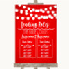Red Watercolour Lights Who's Who Leading Roles Personalised Wedding Sign