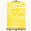 Yellow Watercolour Lights Cards & Gifts Table Personalised Wedding Sign