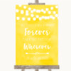 Yellow Watercolour Lights Informal No Seating Plan Personalised Wedding Sign