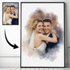 Custom Watercolour Couple Portrait, Personalised Photo Gift Anniversary Wedding Keepsake