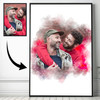 Watercolour Portrait From Photo, Custom Romantic Gift For Couples, Framed Print Canvas Watercolour Portrait From Photo, Custom Romantic Gift For Couples, Framed Print Canvas
