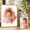 Personalised New Baby Watercolour Portrait From Your Photo, Baby Gift, Framed Print Canvas