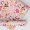 Personalised Wrapping Paper Kids Birthday Girls Pink & Gold Custom Gift Wrap