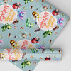 Personalised Wrapping Paper Kids Birthday Green Cute Insects Custom Gift Wrap