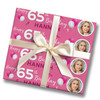 Personalised Wrapping Paper 65th Birthday Pink Photo For Her Custom Gift-Wrap