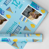 Personalised Wrapping Paper 21st Birthday Photo Blue For Him Custom Gift Wrap