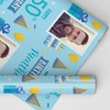 Personalised Wrapping Paper 50th Birthday Photo Blue For Him Custom Gift Wrap Personalised Wrapping Paper 50th Birthday Photo Blue For Him Custom Gift Wrap