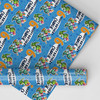 Personalised Wrapping Paper Kids Birthday Blue Dinosaurs Boys Custom Gift Wrap