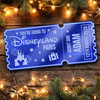 Blue Mirror Acrylic Ticket Surprise Disneyland Paris Trip Personalised Any Text