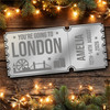 Blue Mirror Acrylic Ticket London Day Out Trip Personalised Any Text Voucher